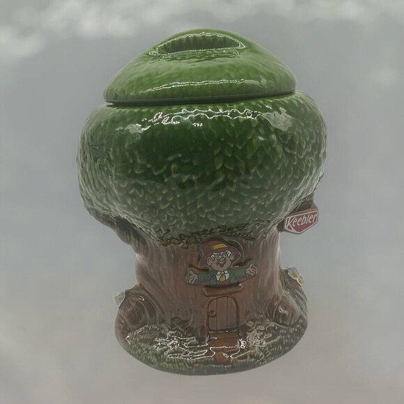 Keebler Vintage 1980's Elf Treehouse Cookie Snack Treat Jar Kitchen Collectible - Picture 3 of 16